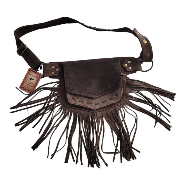 2025Genuine LeatherFestival Cow Girl Pocket Belt | Hip bag with Fringe Coffee… - Picture 13 of 14